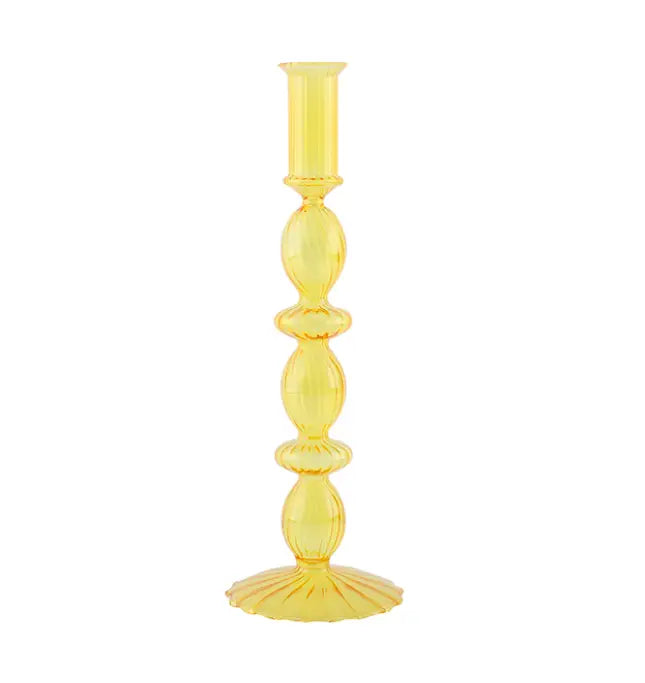 yellow glass candlestick