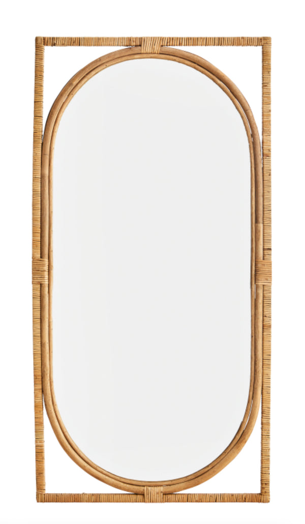 Full length rattan mirror