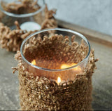 Abigail Ahern Glass candle holder with woven cotton case