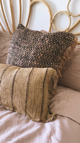 Striped cushion with fringe