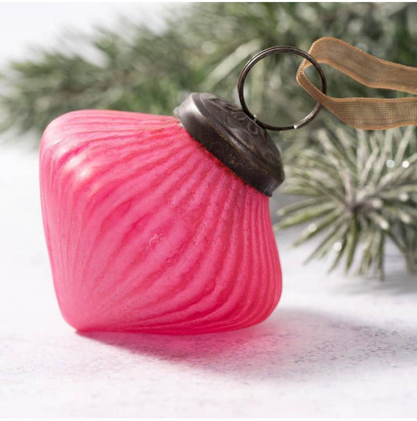 Handmade Rose frosted glass ornament