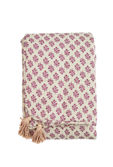printed cotton quilt with tassels