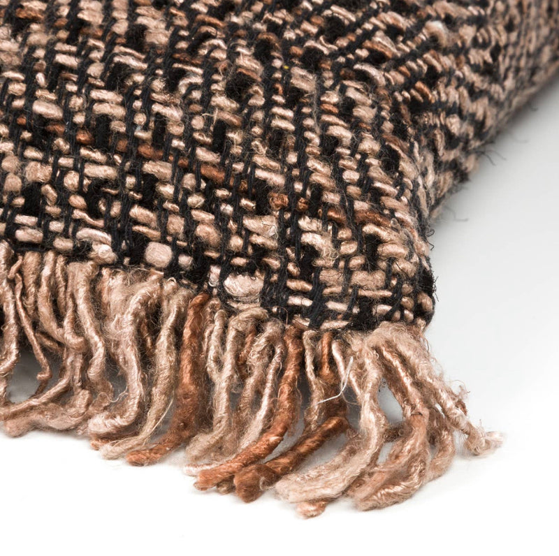 Copper and black woven cushion