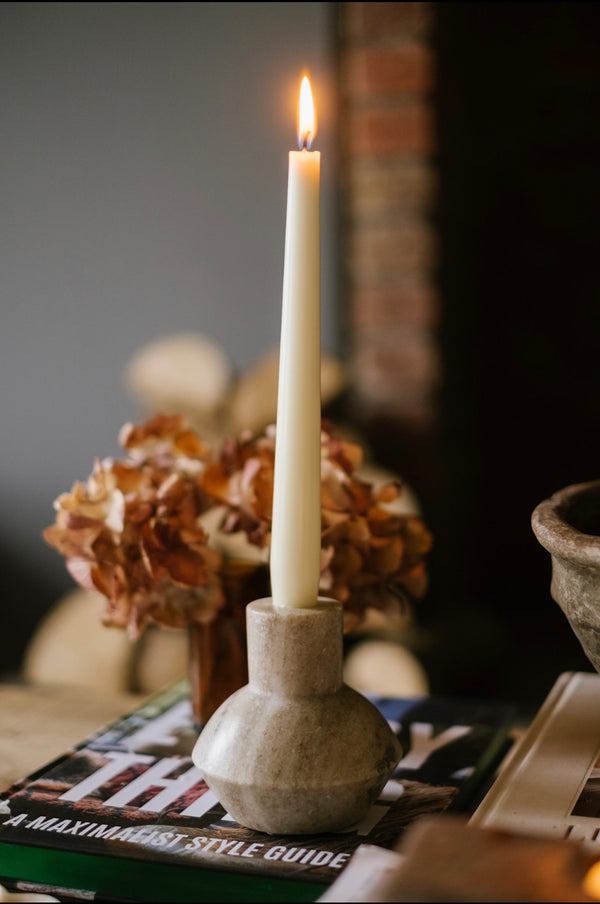 beige marble candle holder