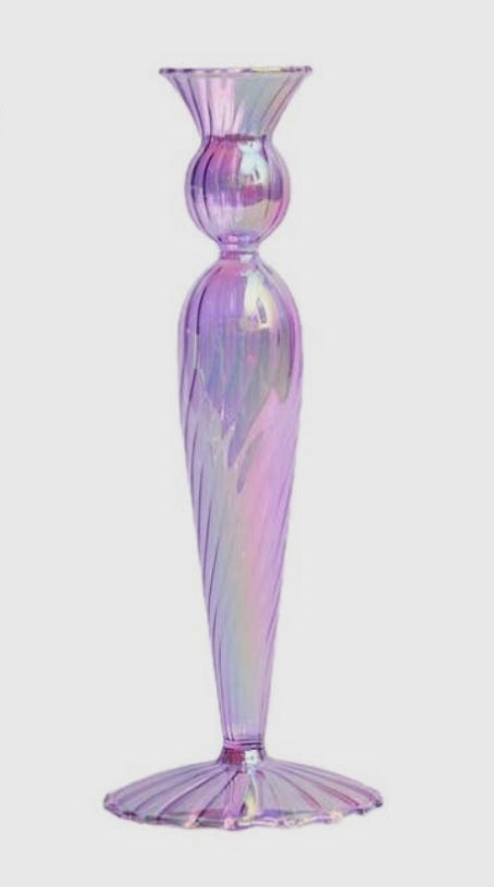 Rainbow lilac glass candlestick