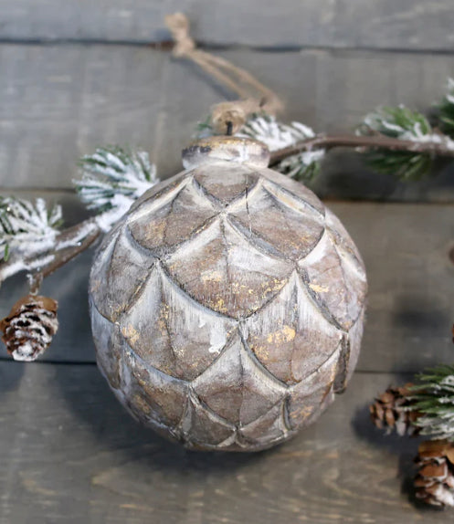 Wooden pinecone bauble