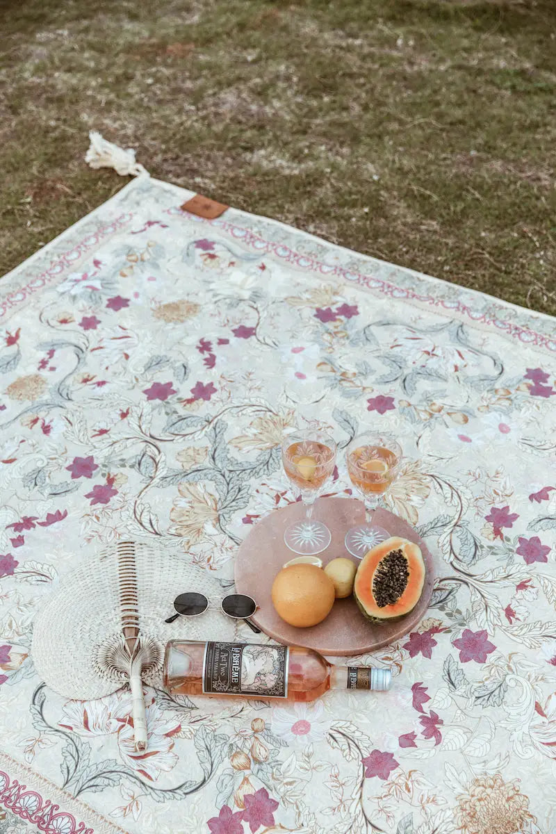 Wandering Folk picnic blanket, pastel flowers