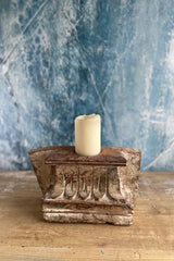 reclaimed wood pedestal candle holder
