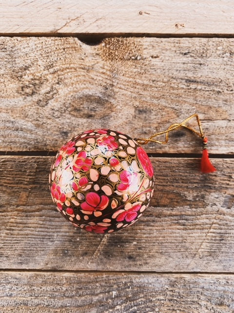 hand painted paper mache bauble