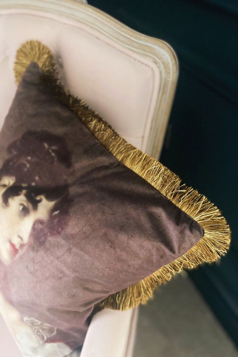 Regency lady cushion with fringes