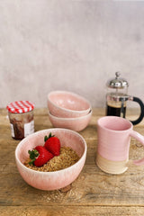 handmade bowls, blush