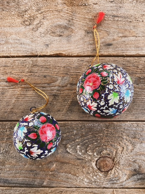hand-painted paper mache bauble